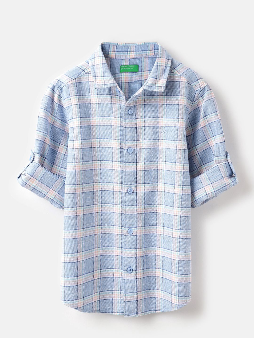 

United Colors of Benetton Boys Tartan Checks Opaque Checked Casual Shirt, Blue
