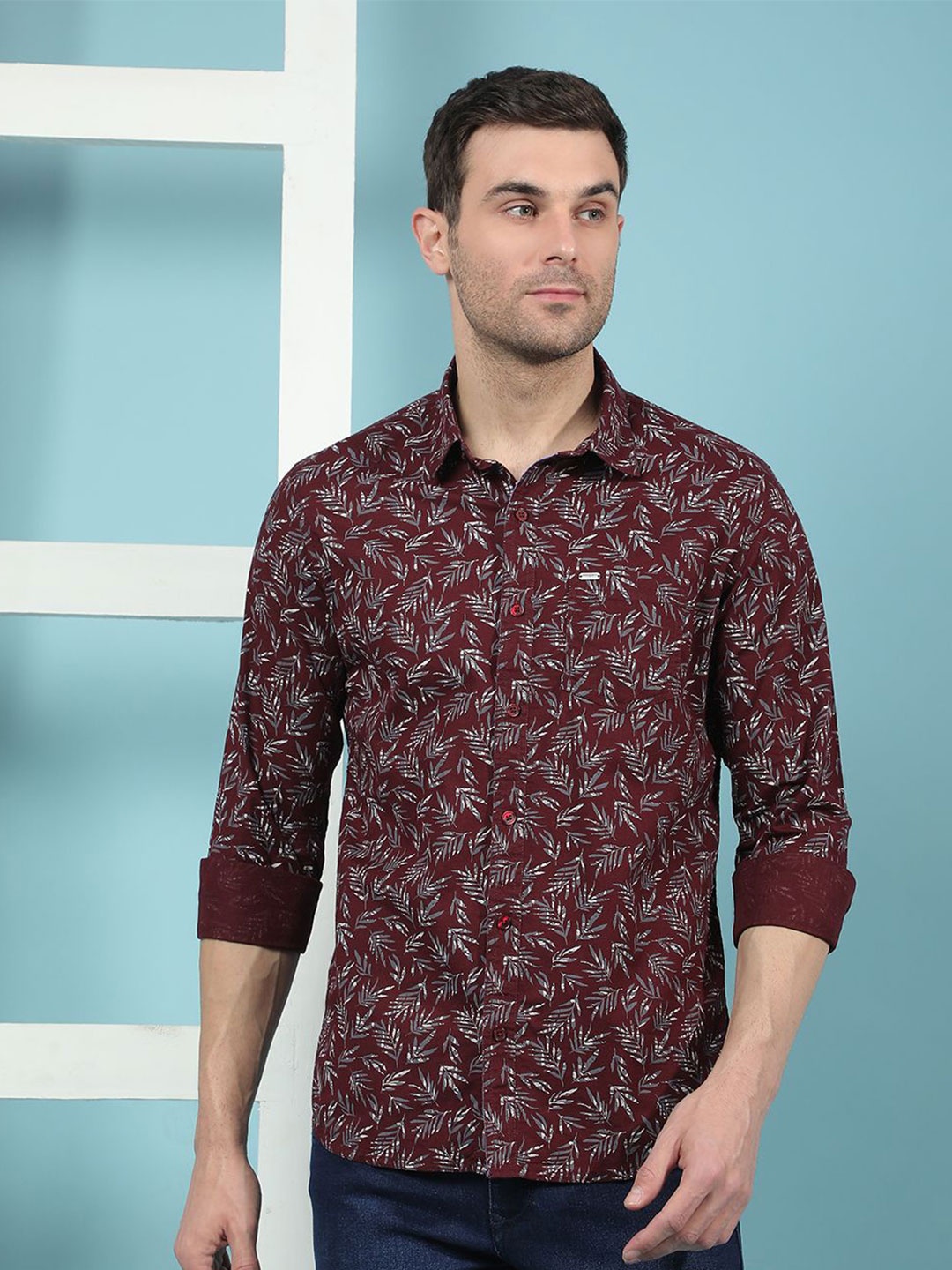 

Canary London Men Smart Slim Fit Floral Opaque Printed Casual Shirt, Maroon