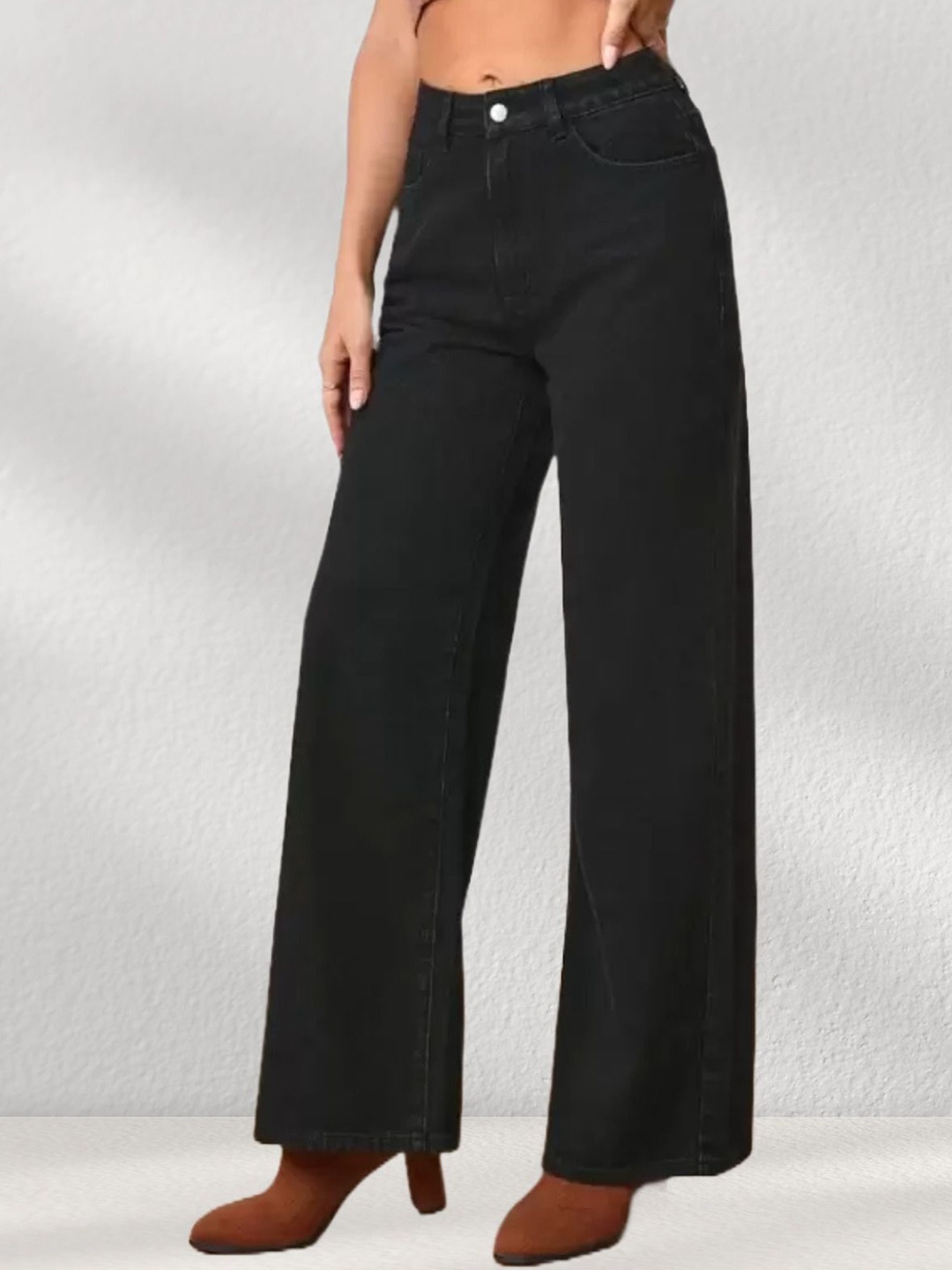 

LINARIA Women Classic Wide Leg Jeans, Black