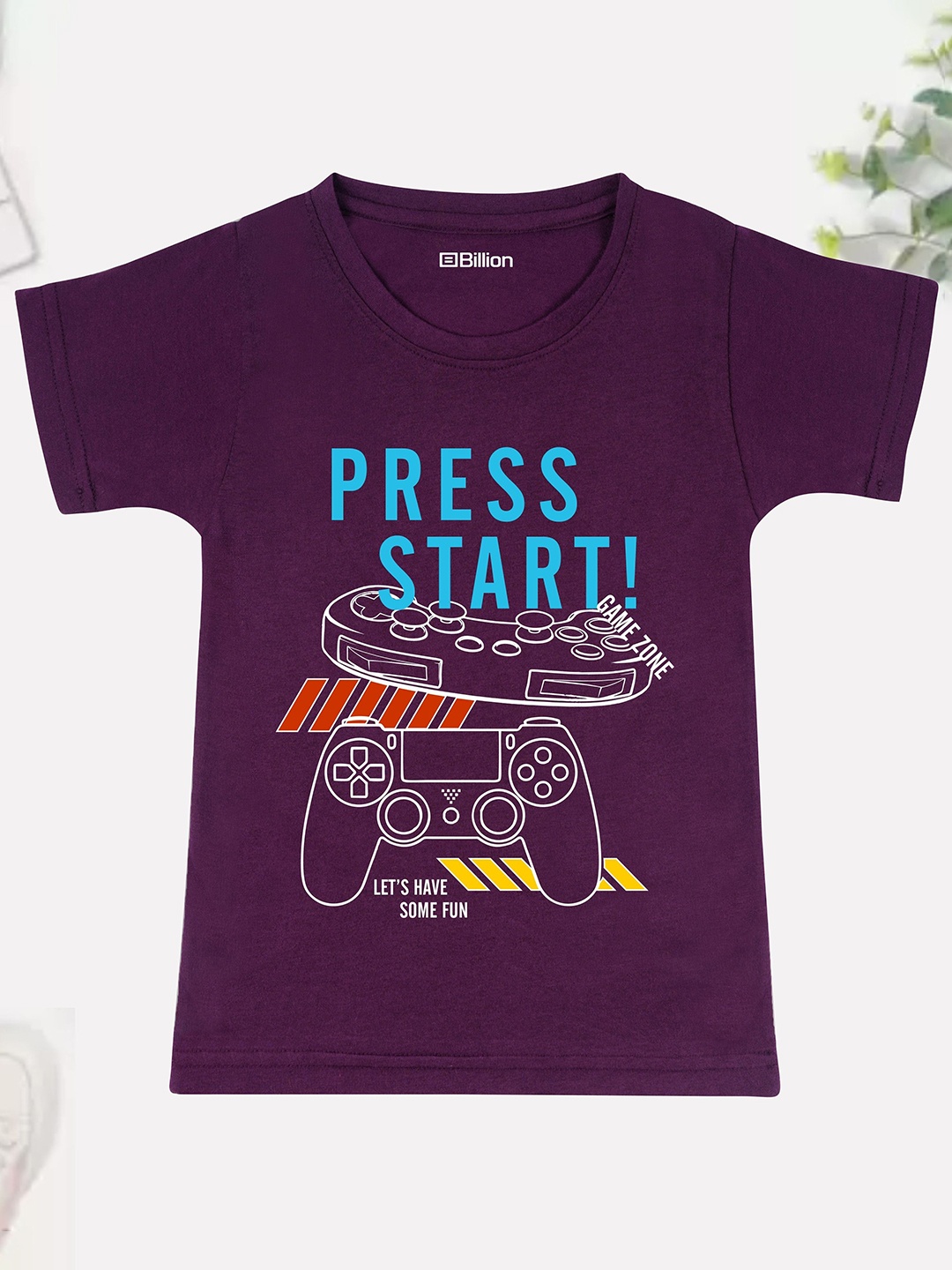 

Billion Boys Printed Bio Finish Applique T-shirt, Purple