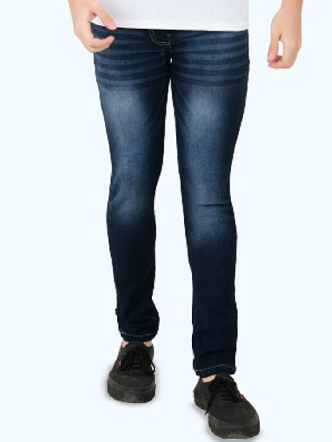 

LINARIA Men Classic Slim Fit Low Distress Heavy Fade Jeans, Blue