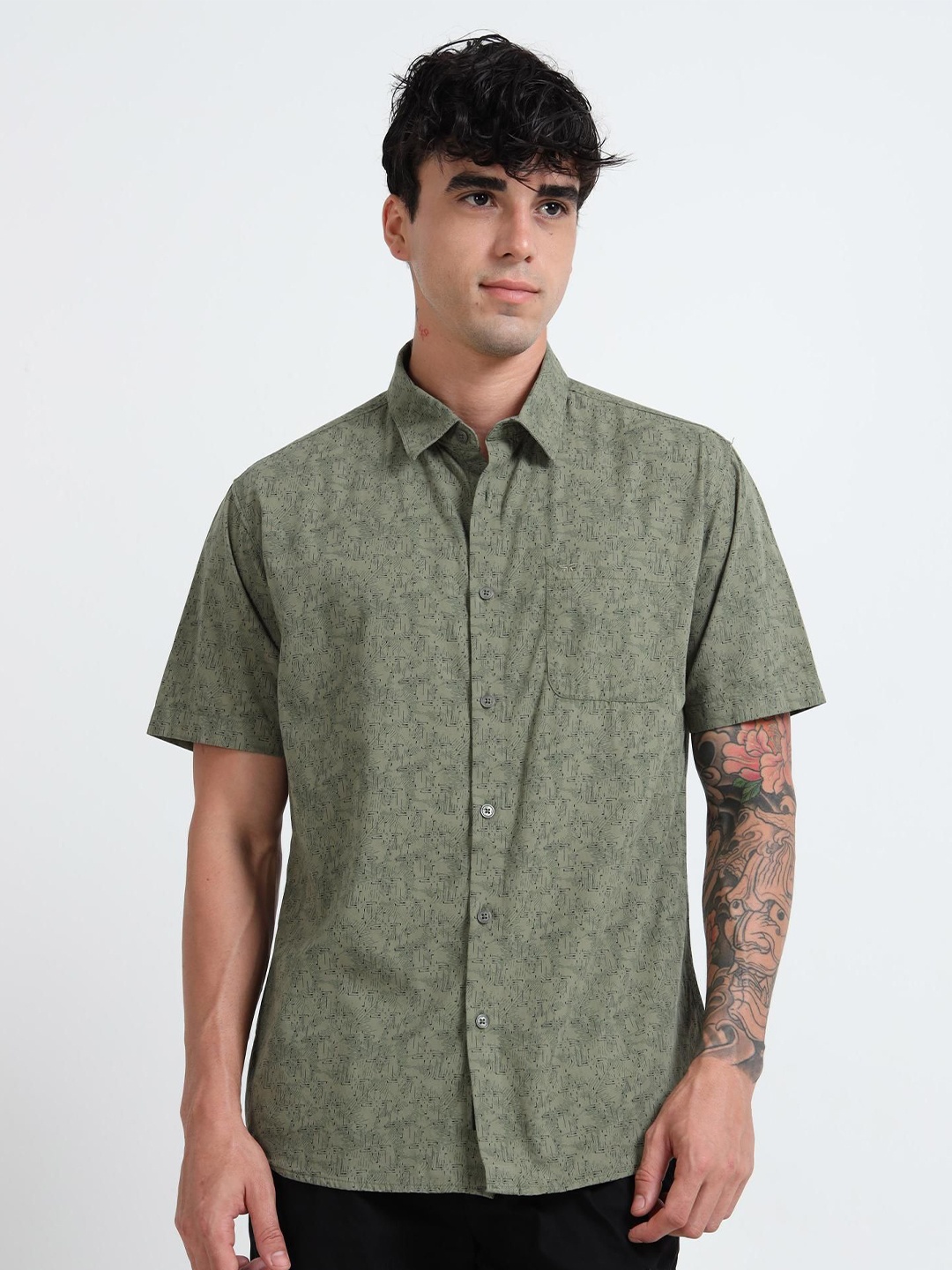 

RIGS AND RAGS Men Shelby Opaque Printed Casual Shirt, Sea green
