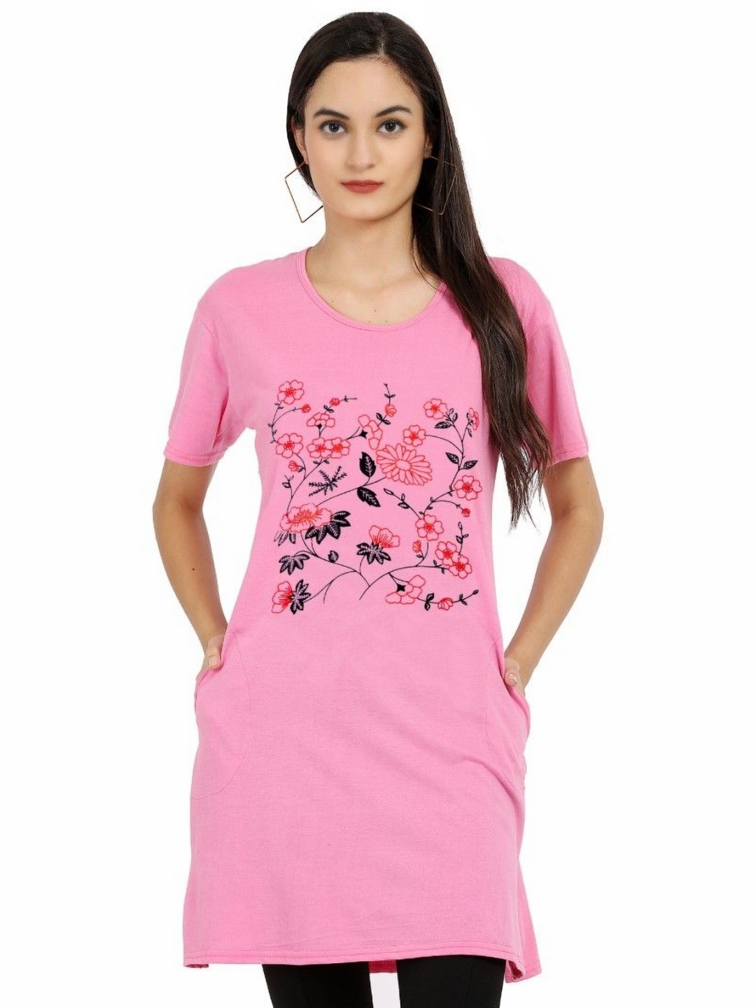 

DDASPRATION Women Floral Printed T-shirt, Pink