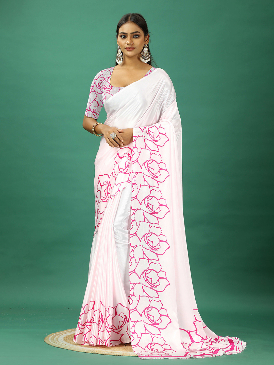 

VIRENDRA TEXTILES Pure Crepe Saree, Pink