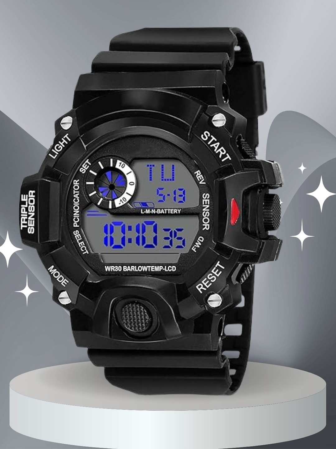 

SWADESI STUFF Kids Round Dial Digital Automatic Watch SDS 730 BLACK