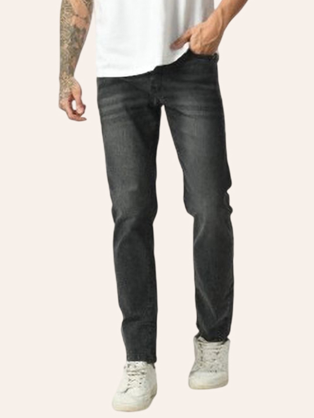 

LINARIA Men Classic Slim Fit Light Fade Jeans, Grey