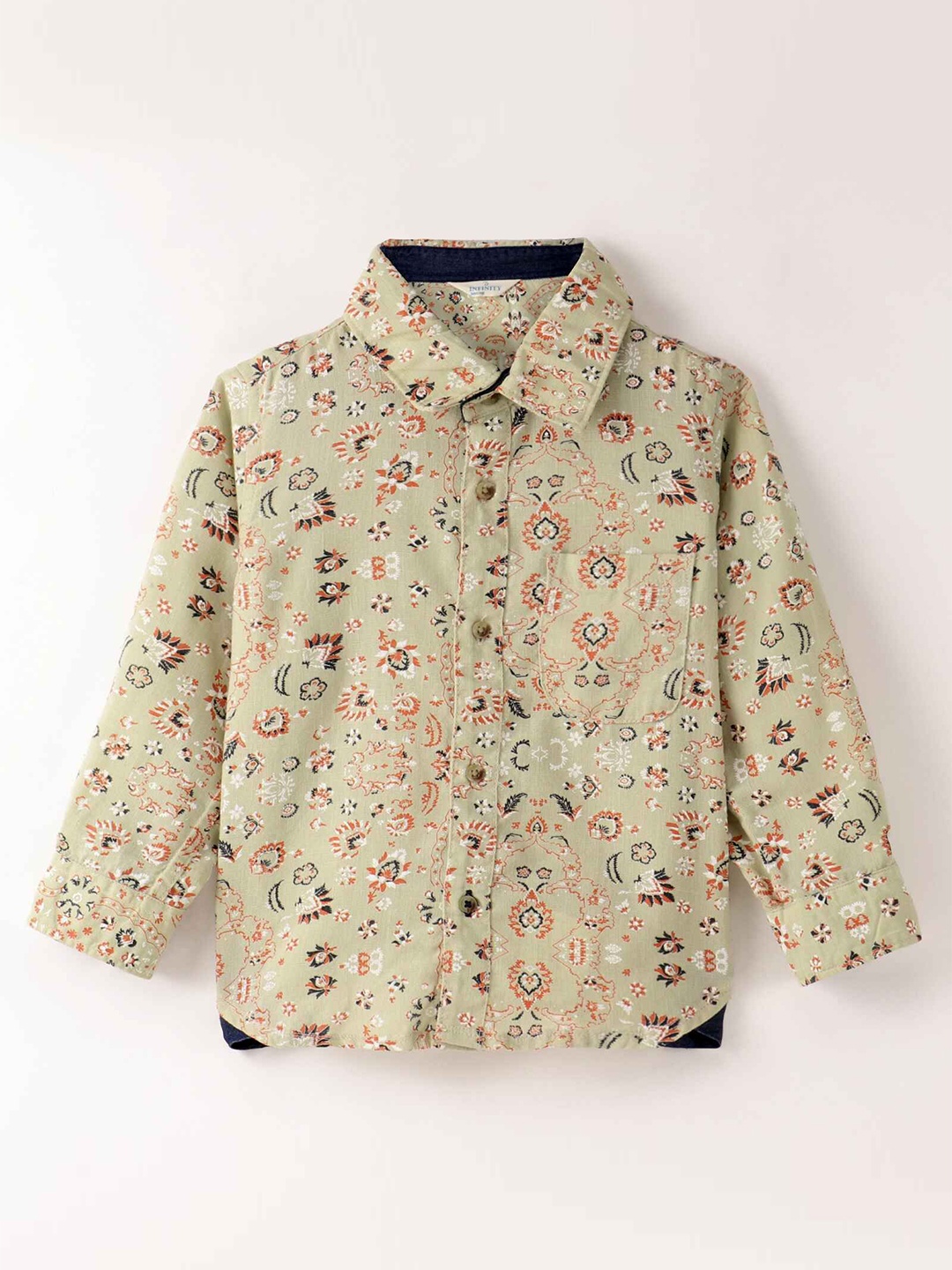 

Infinity Boys Floral Opaque Printed Casual Shirt, Beige