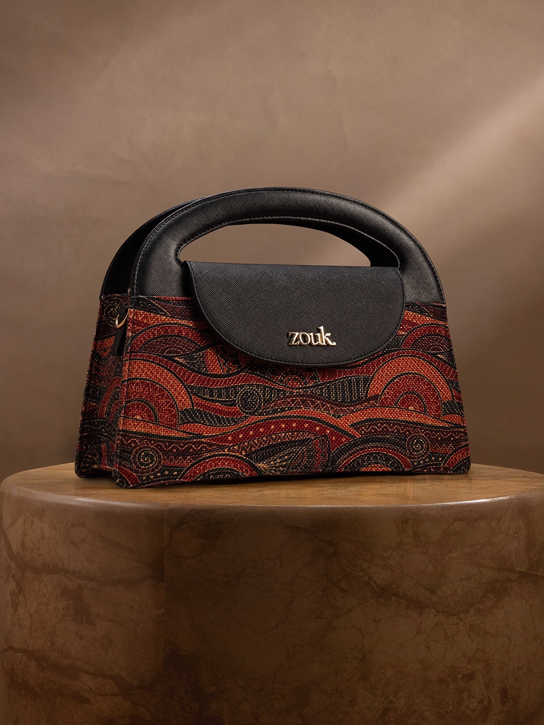 

ZOUK Printed Structured Sling Bag with Tasselled, Multi