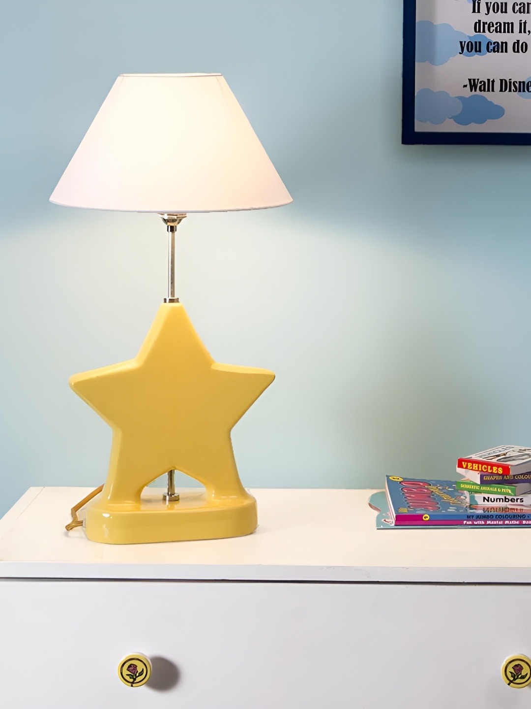 

Pinch of Pretty Yellow & White Star Ceramic Frustum Shaped Table Lamp