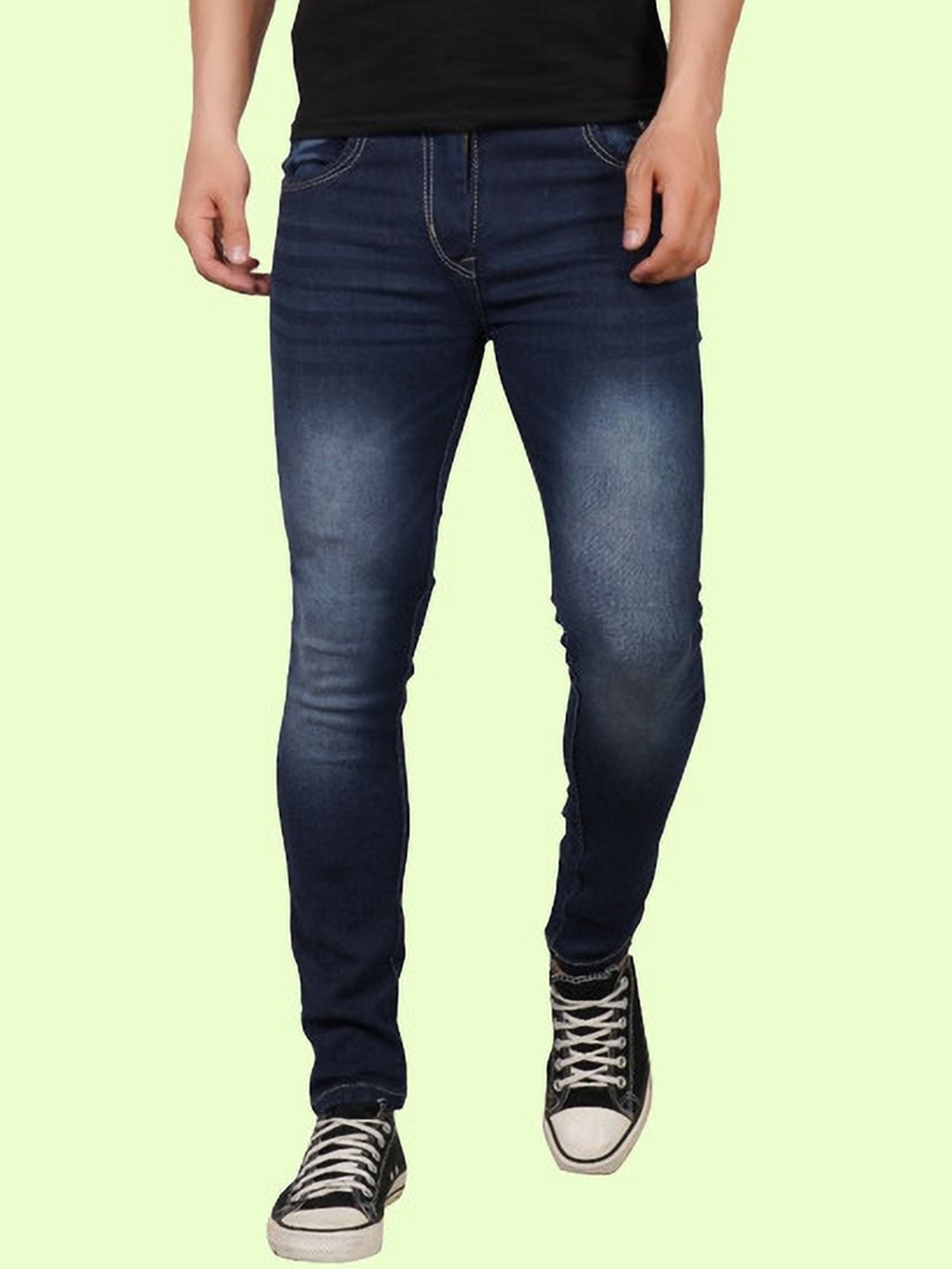 

LINARIA Men Classic Slim Fit Heavy Fade Cotton Jeans, Blue