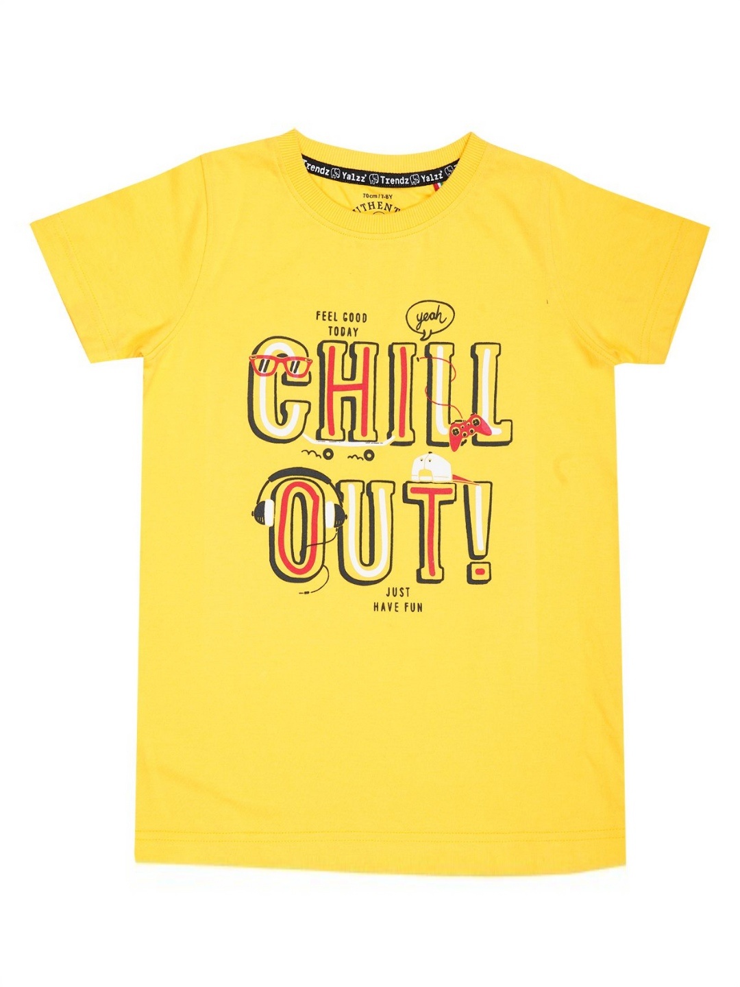 

YALZZ Boys Printed Applique T-shirt, Yellow
