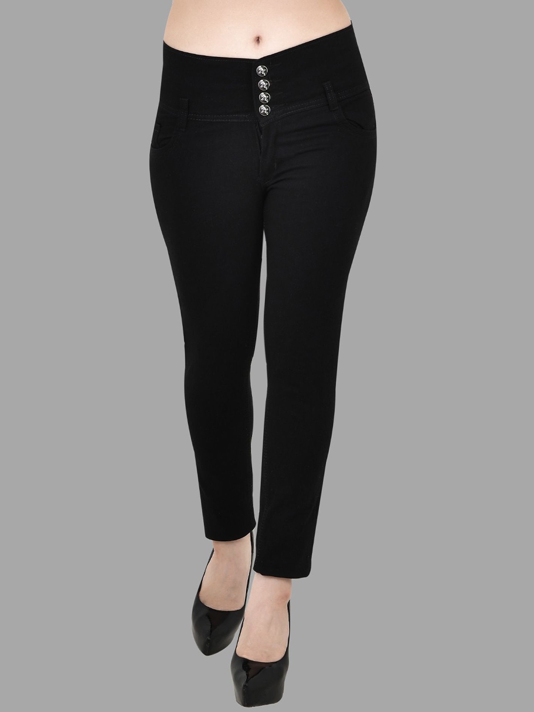 

LINARIA Women Classic Skinny Fit Slash Knee Jeans, Black