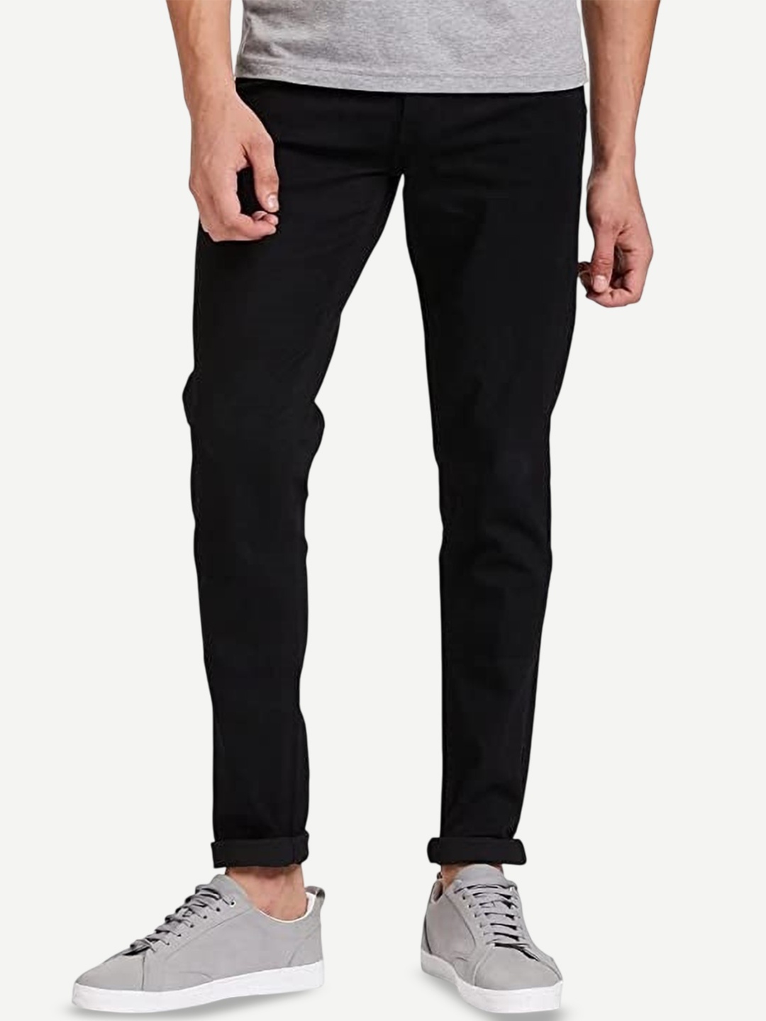 

LINARIA Men Classic Slim Fit Hand Wash Jeans, Black
