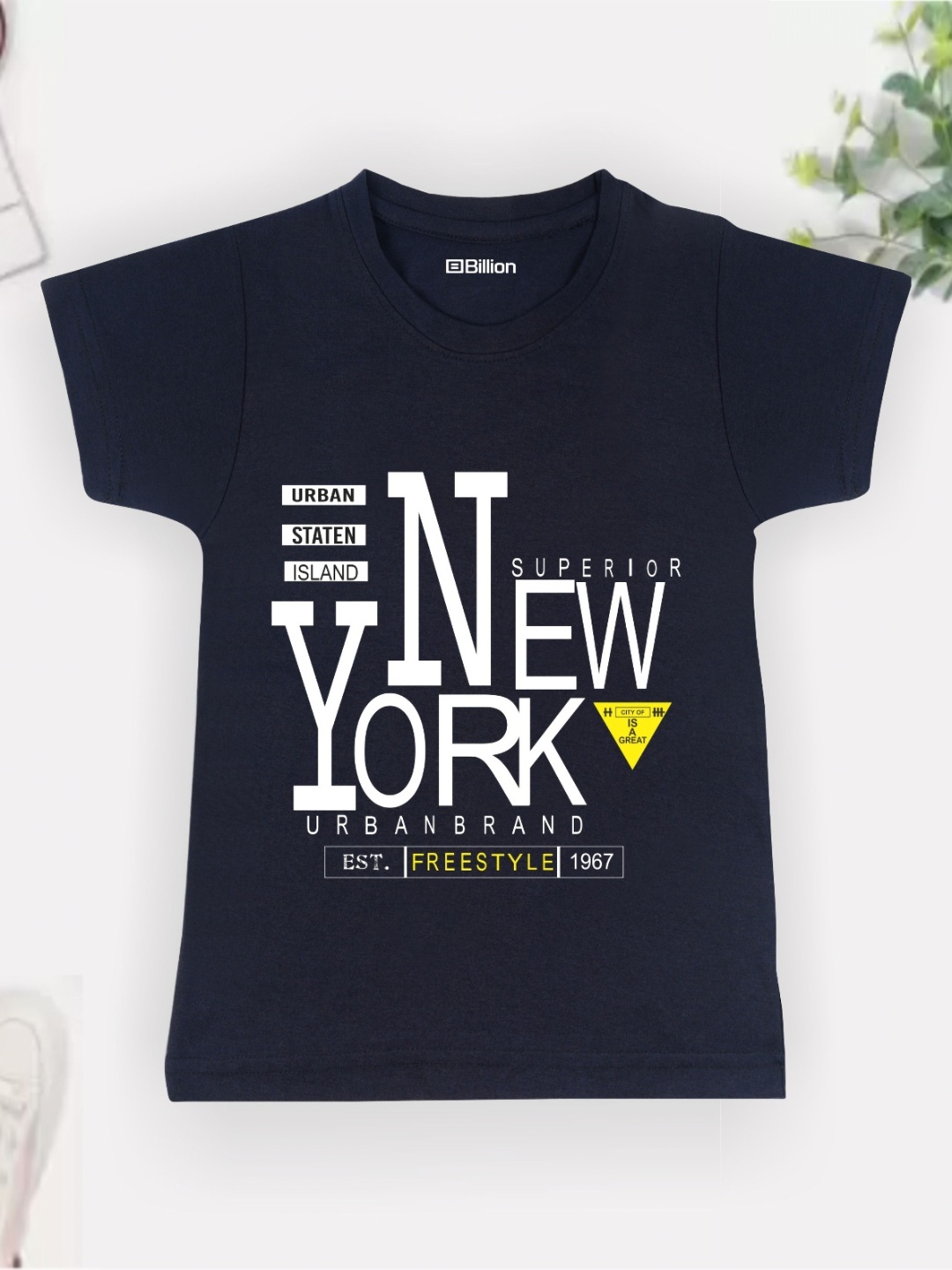 

Billion Boys Printed Bio Finish Raw Edge T-shirt, Navy blue