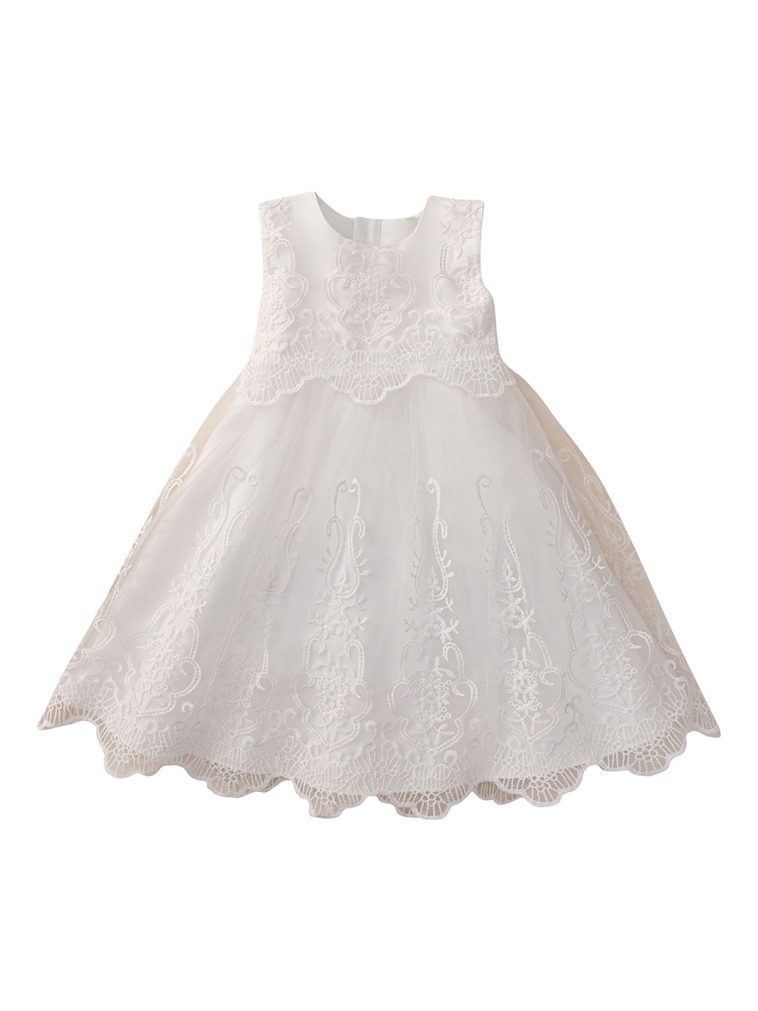 

StyleCast x Revolte Girl Net Round Neck Sleeveless Fit and Flare Mini Dress, White