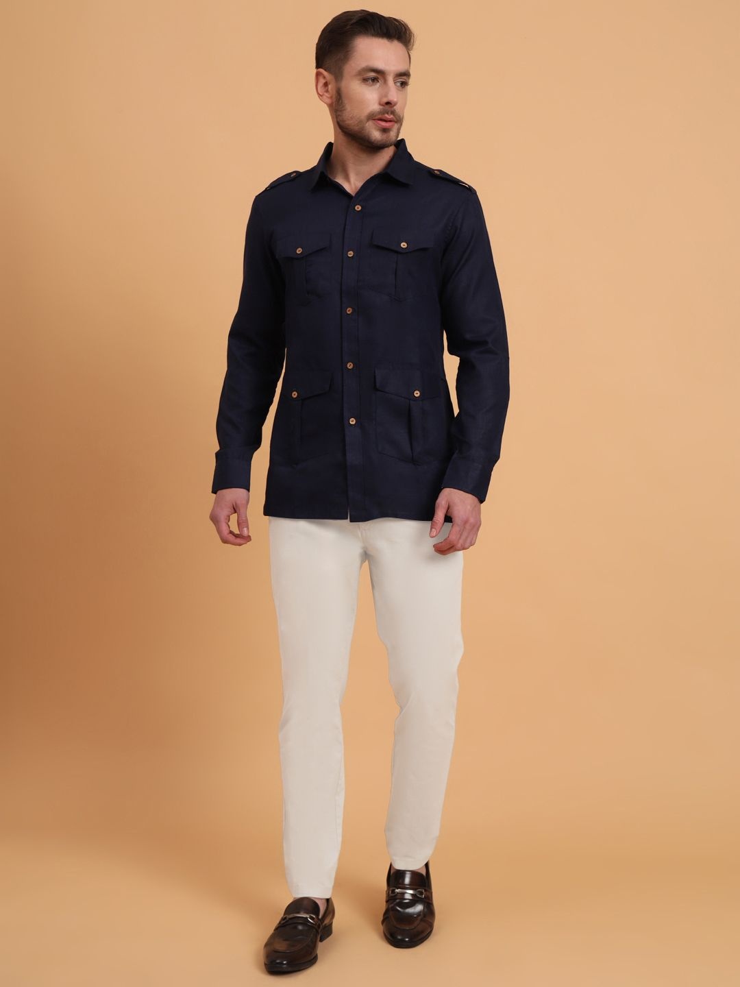 

Aspriya Men Slim Fit Opaque Casual Shirt, Navy blue