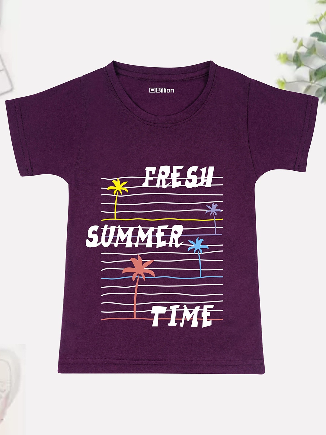 

Billion Boys Printed Bio Finish Applique T-shirt, Purple