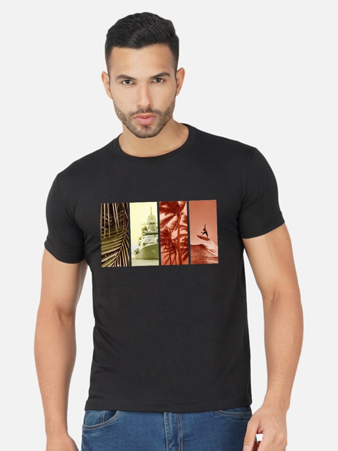 

Moda Rapido Men Printed Bio Finish T-shirt, Black