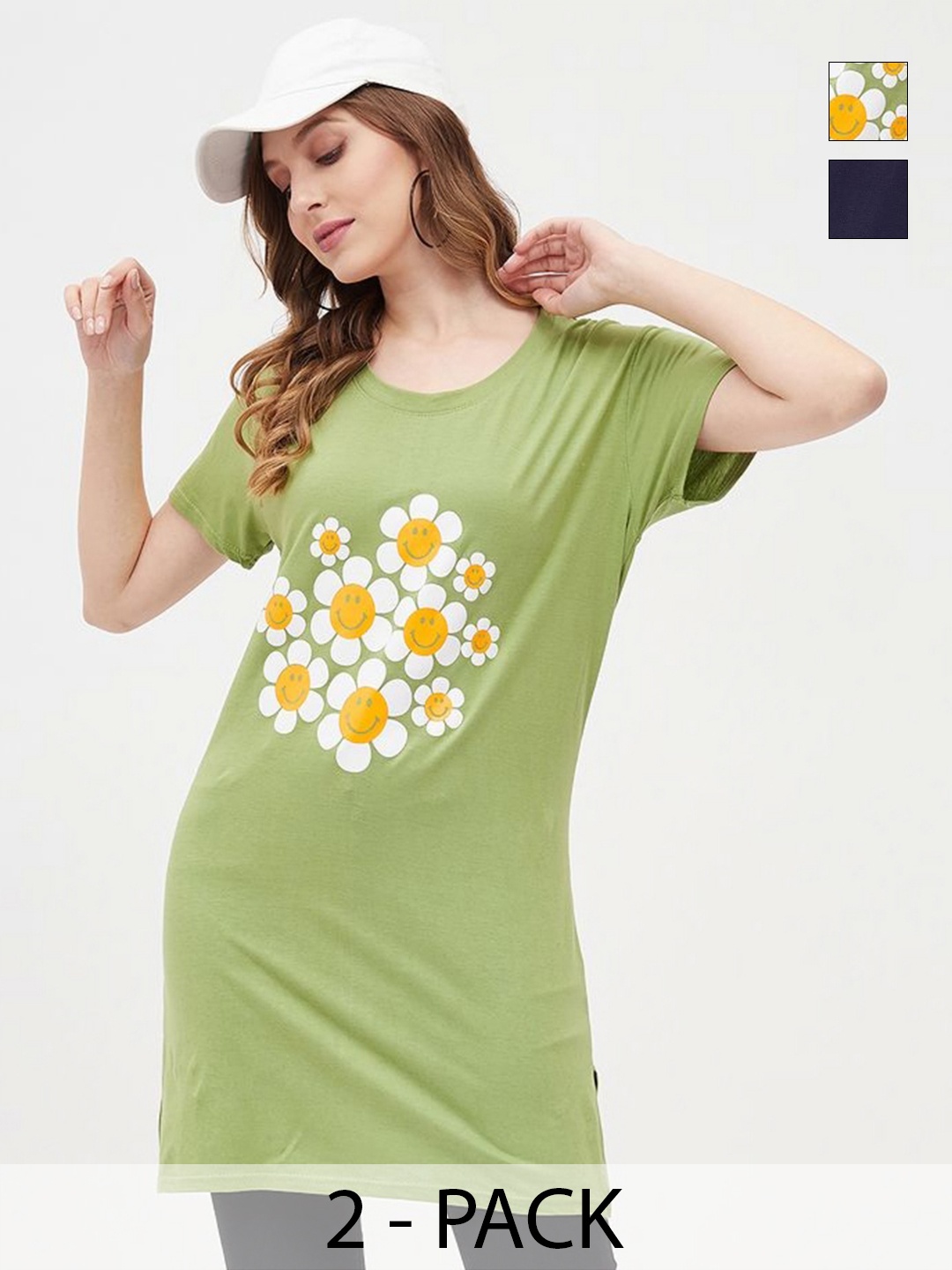 

Dreambe Women Floral 2 Printed Applique T-shirt, Multi