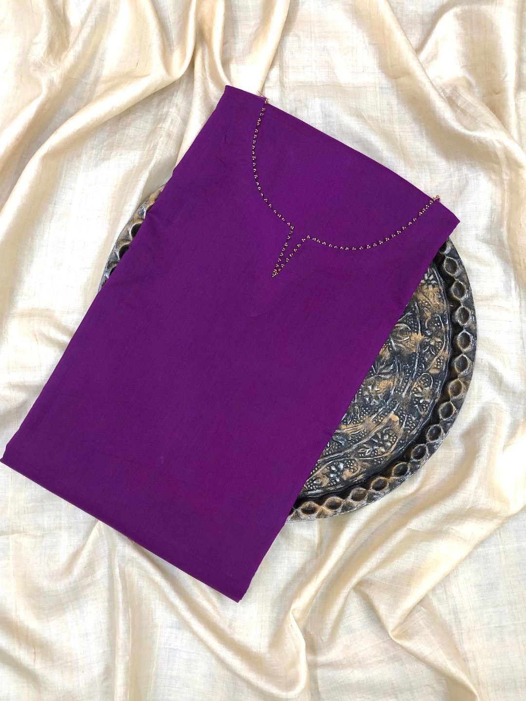 

PALASH Pure Cotton Unstitched Dress Material, Purple