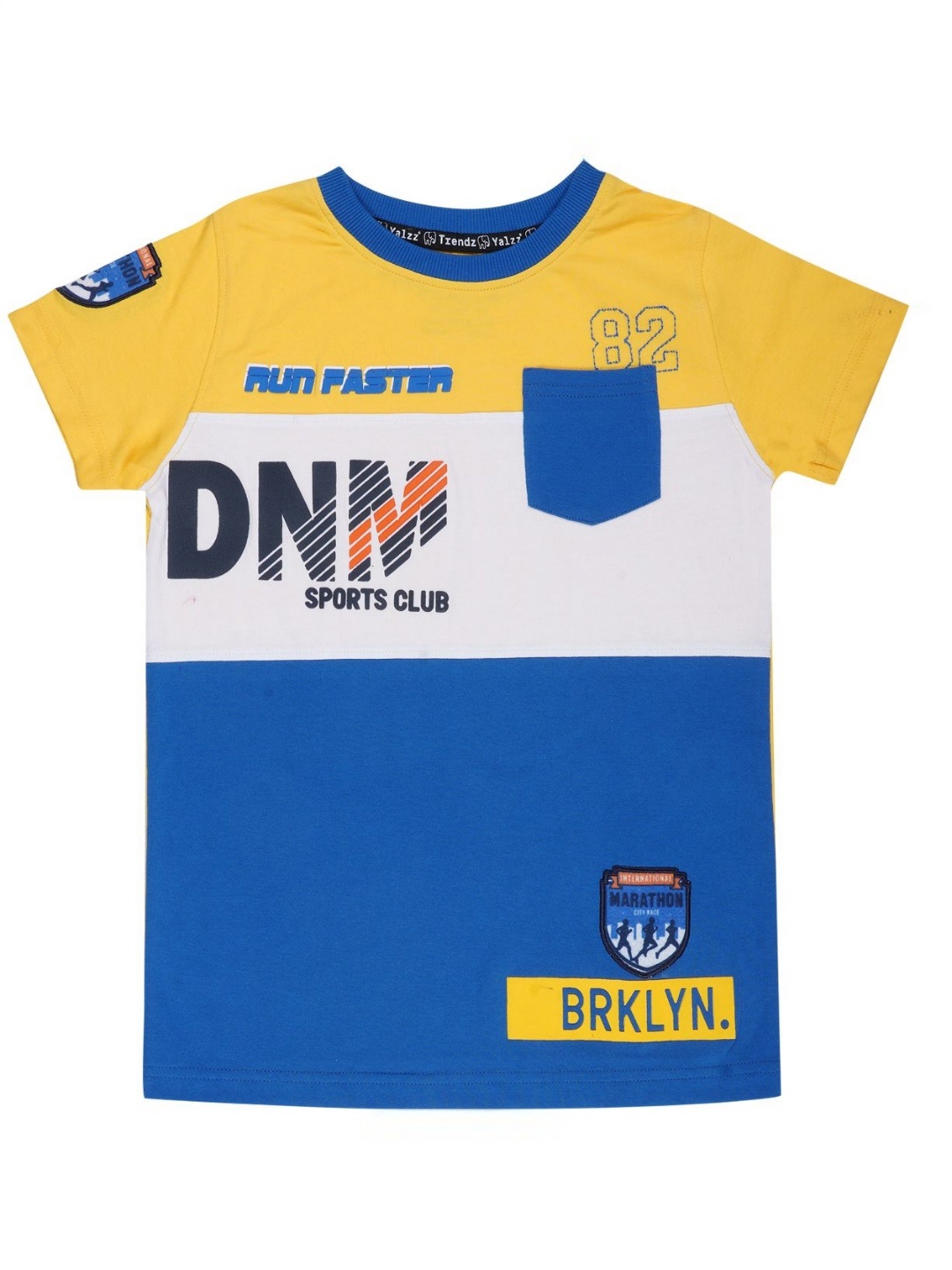 

YALZZ Boys Printed Applique T-shirt, Yellow