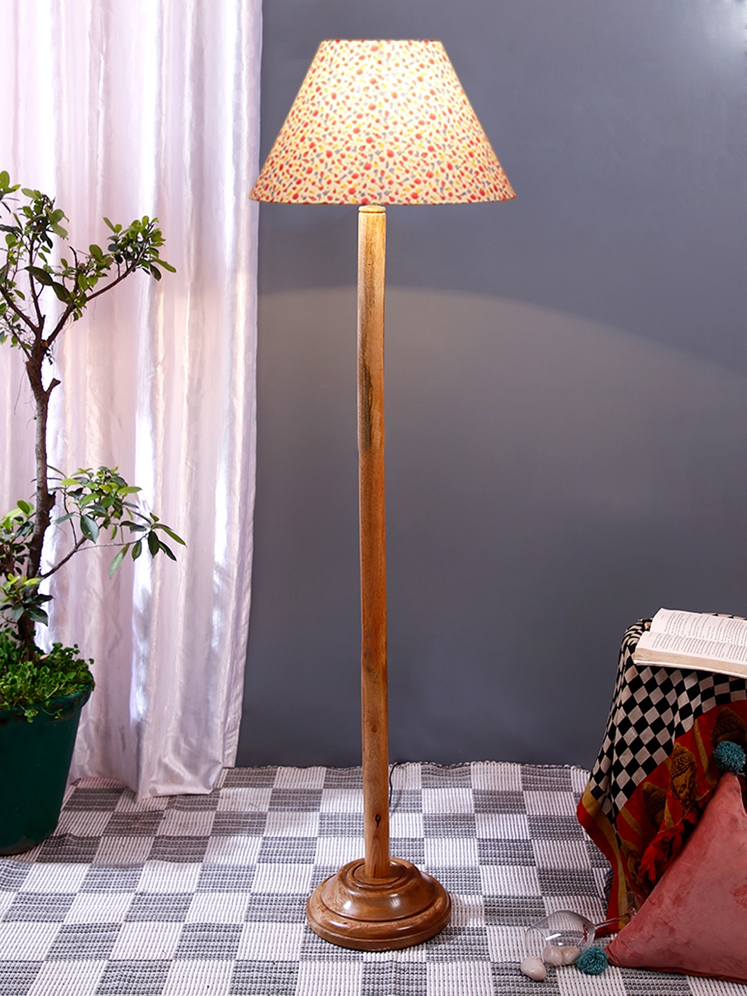 

Devansh White & Brown Printed Cotton Conical Shade Floor Lamps
