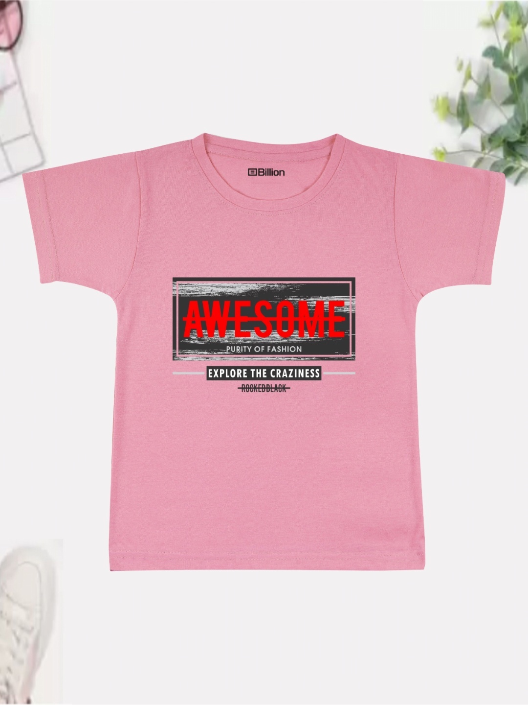 

Billion Boys Printed Bio Finish Applique T-shirt, Pink