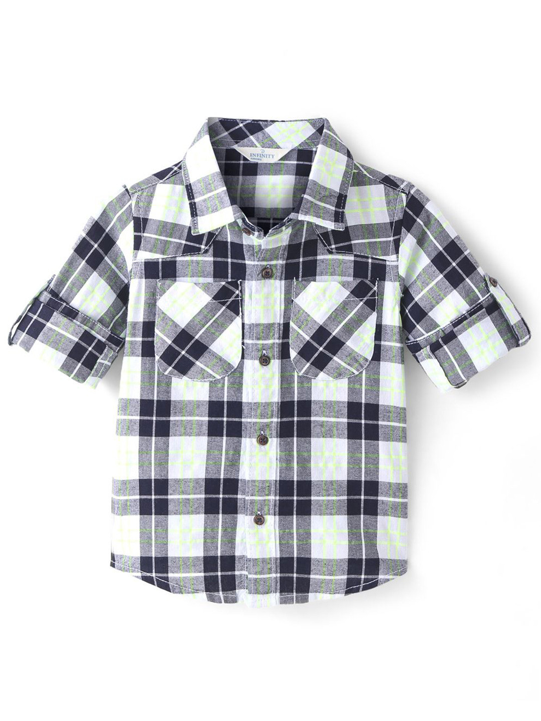 

Infinity Boys Tartan Checks Opaque Checked Casual Shirt, Navy blue