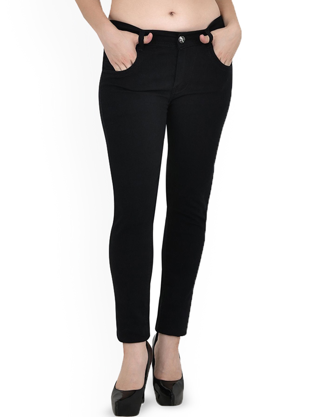 

LINARIA Women Classic Slim Fit Clean Look Dark Shade No Fade Jeans, Black