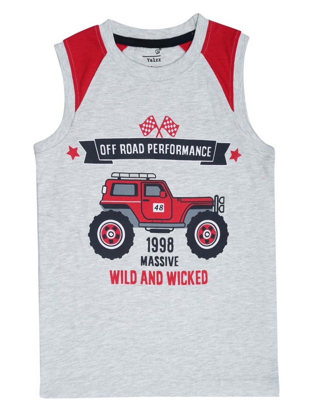 

YALZZ Boys Printed Applique T-shirt, Grey