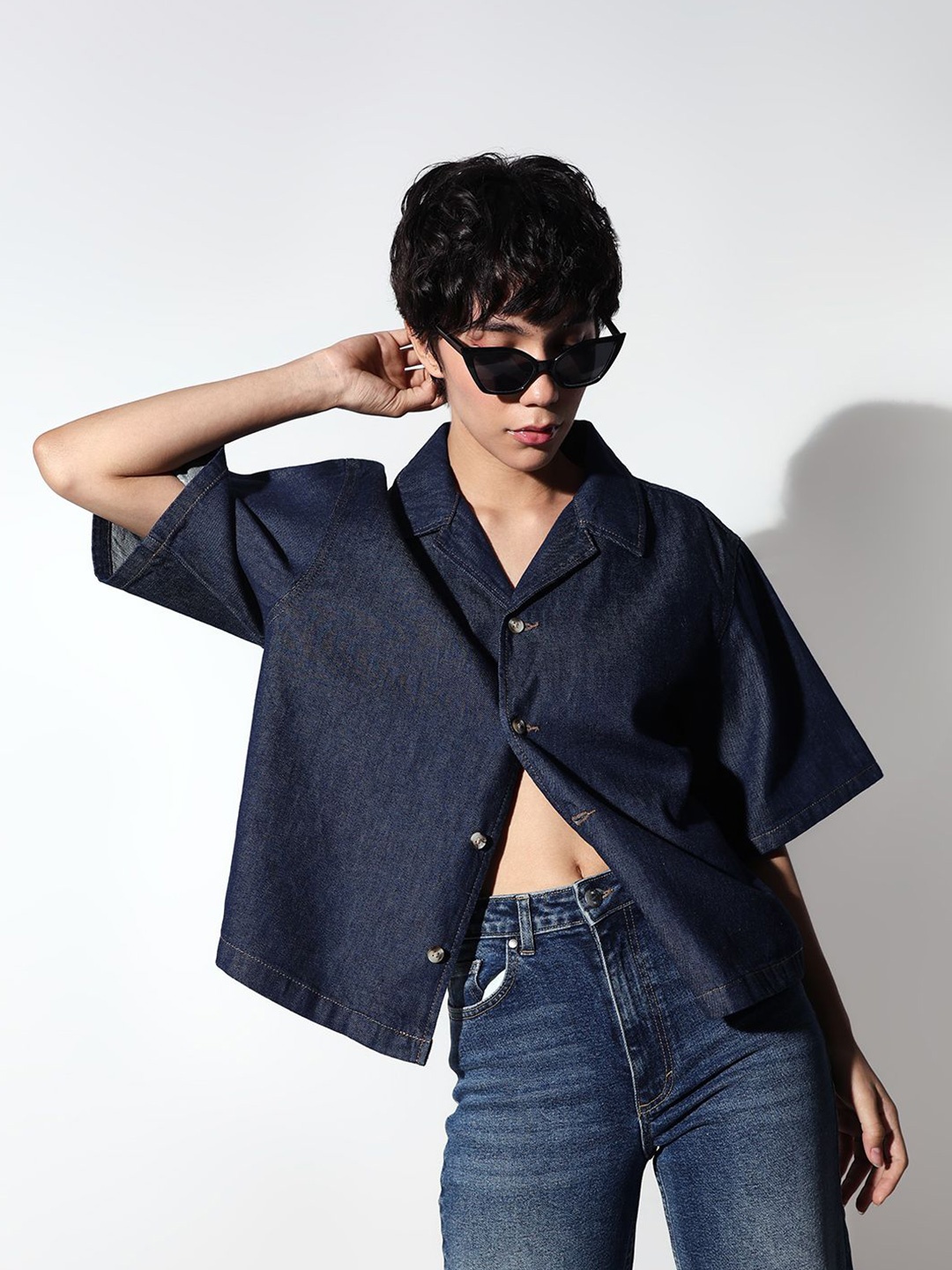 

ONLY Women Opaque Casual Shirt, Blue