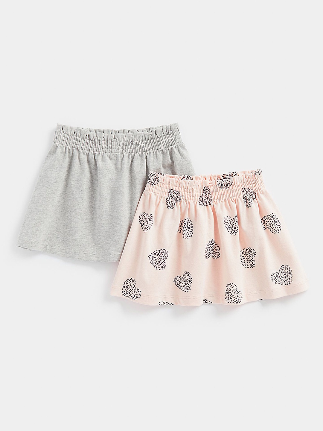

mothercare Girls Pack of 2 Floral Printed Mid-Rise Shorts, Grey