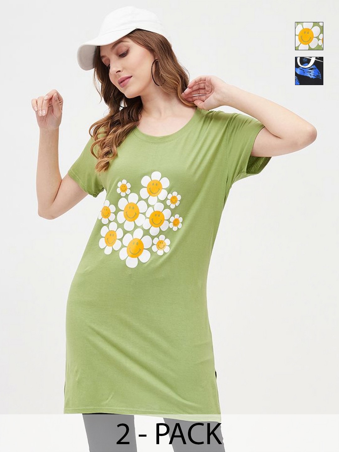 

Dreambe Women Floral 2 Printed Applique T-shirt, Multi