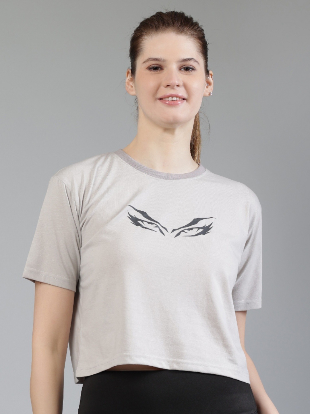 

BAESD Women Printed Bio Finish T-shirt, Grey