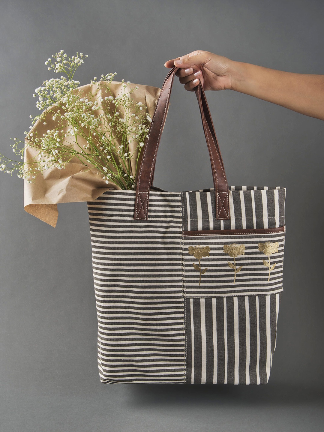 

Next Level 01 Striped Structured Shoulder Bag, Grey
