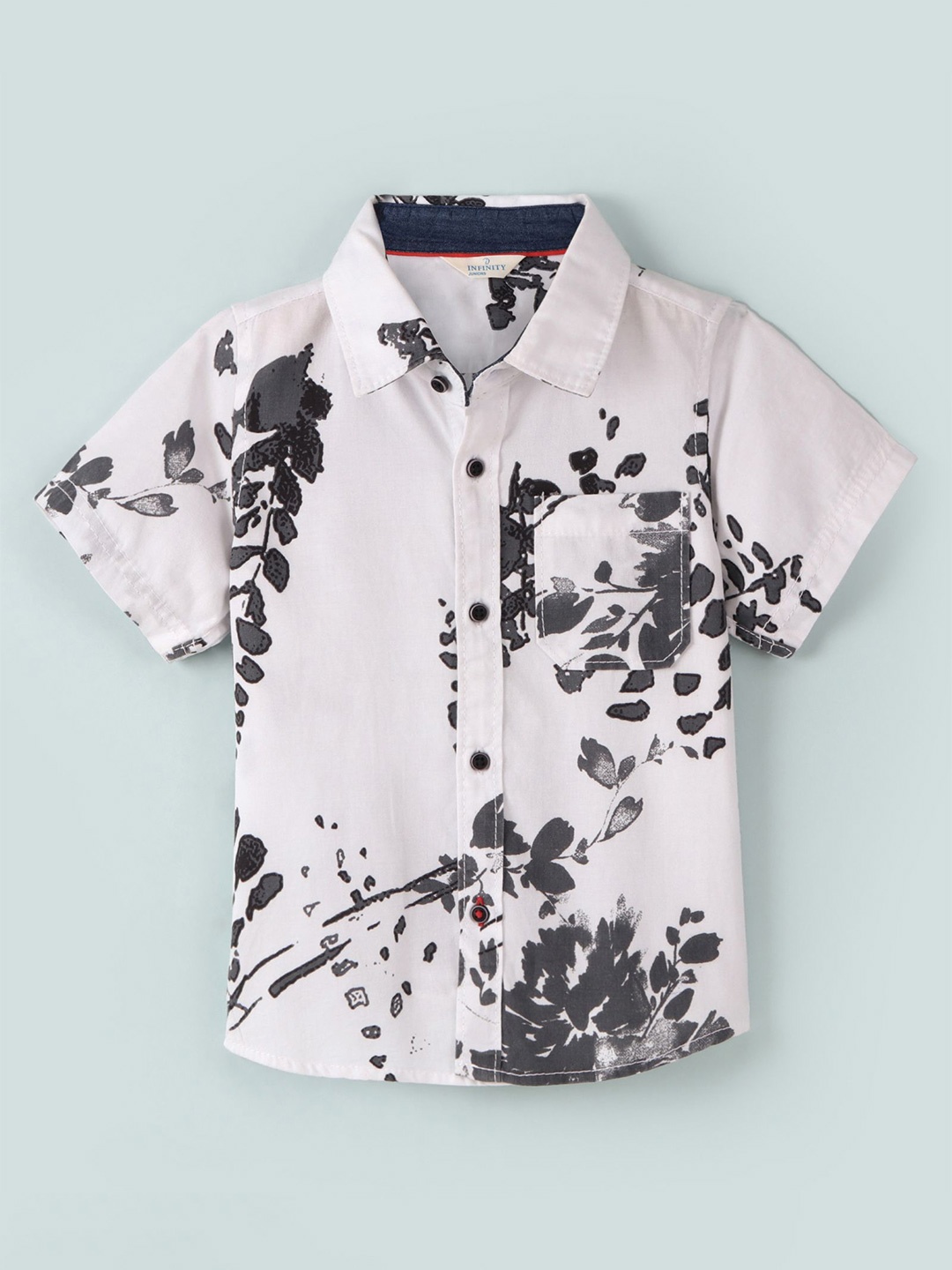 

Infinity Boys Tailored Fit Floral Opaque Printed Casual Shirt, Grey