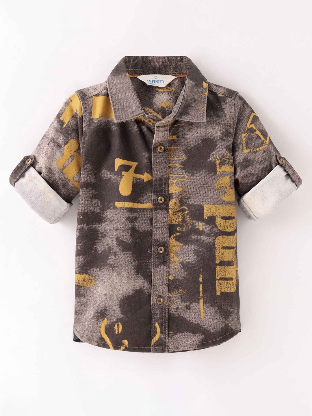 

Infinity Boys Tailored Fit Opaque Printed Casual Shirt, Brown