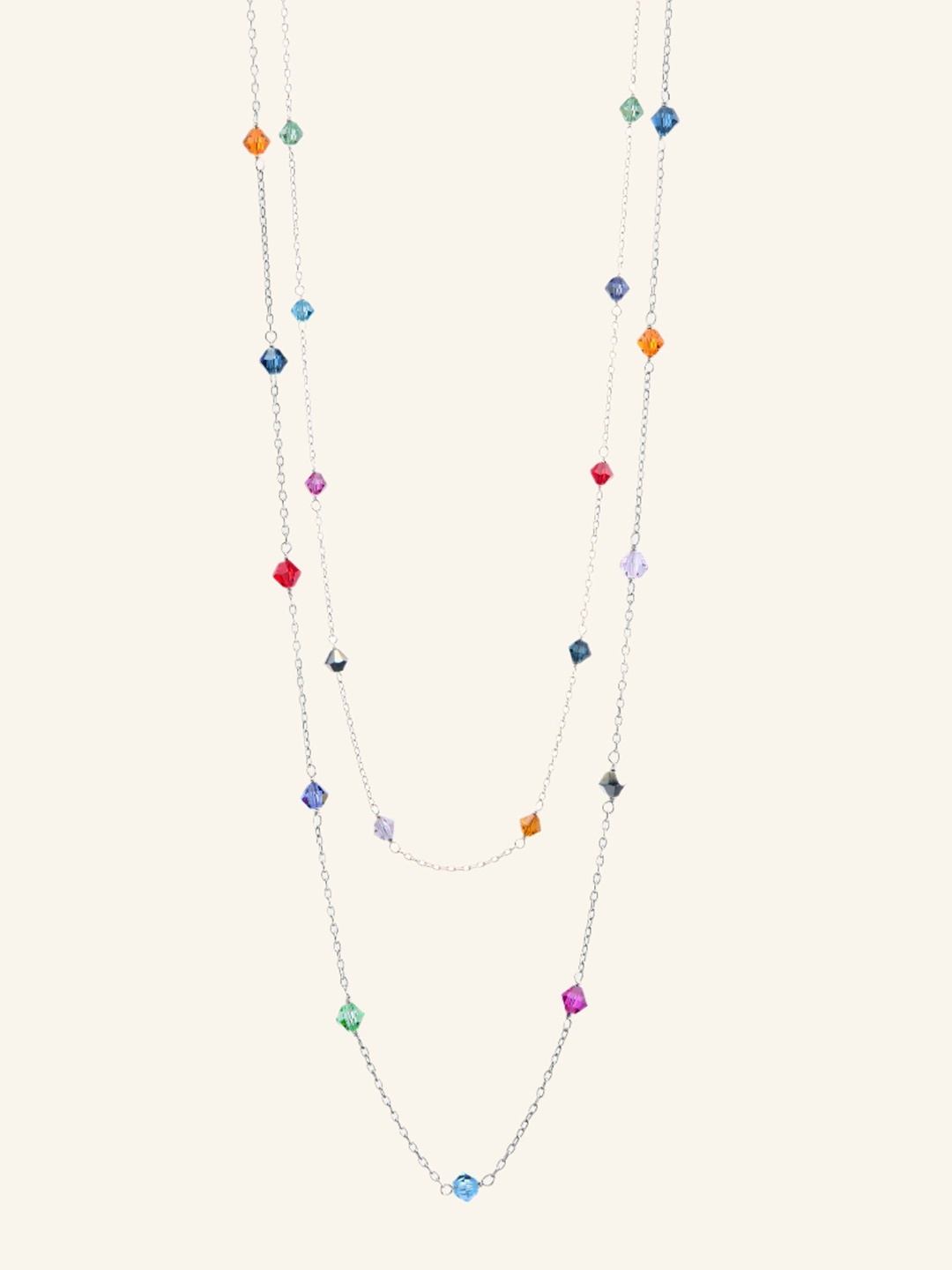 

Nipura Sterling Silver Rhodium-Plated Cubic Zirconia Layered Chain