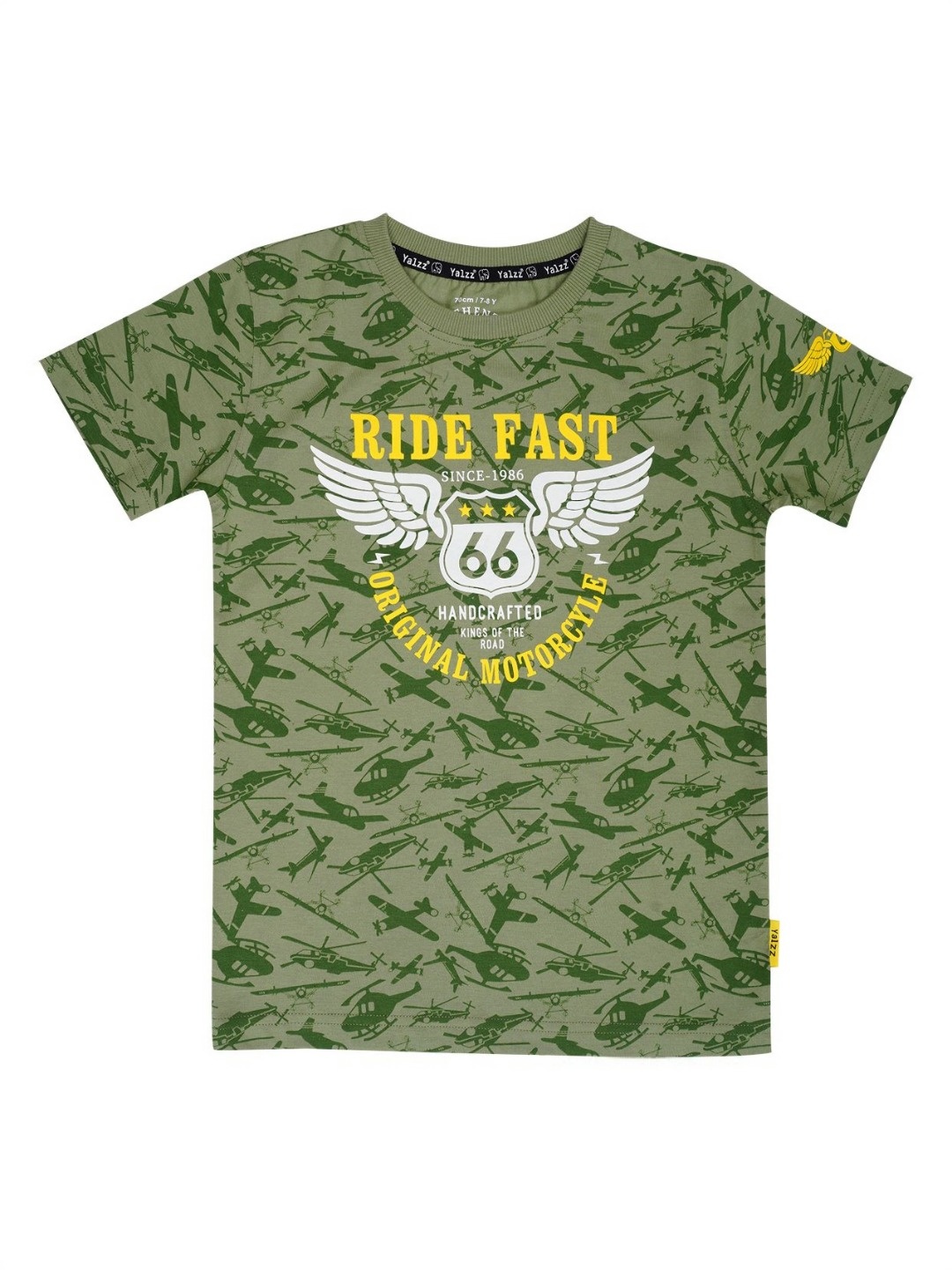 

YALZZ Boys Printed Applique T-shirt, Olive