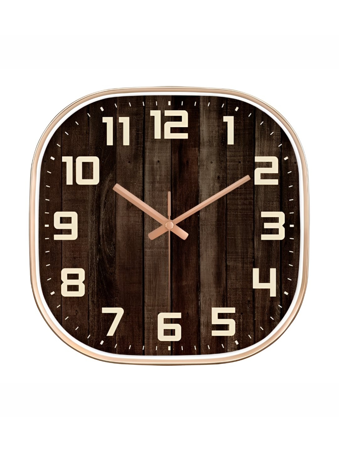 

M T BROTHERS Walnut Brown & Cream Textured Contemporary Analogue Wall Clock