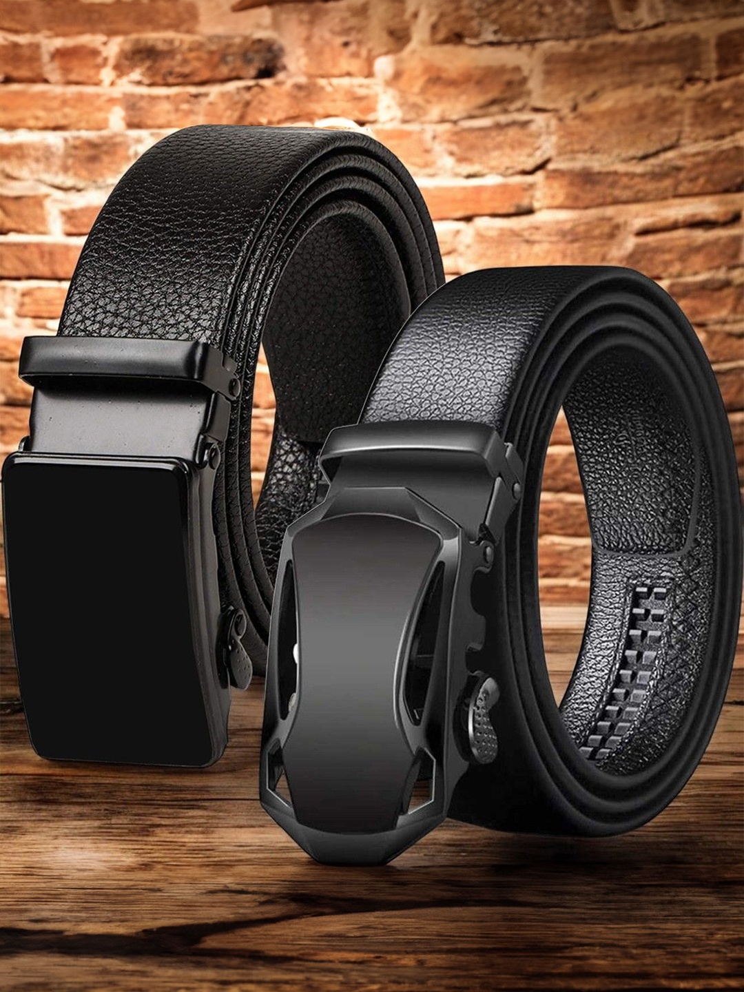 

LOOPA Men Pack Of 2 Formal Belt, Black