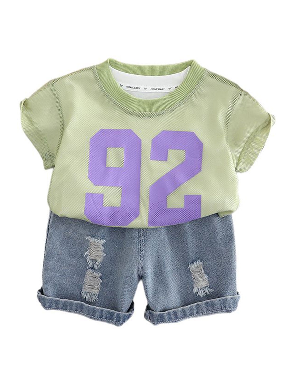 

StyleCast x Revolte Boys Printed Round Neck Pure Cotton T-shirt with Shorts, Green