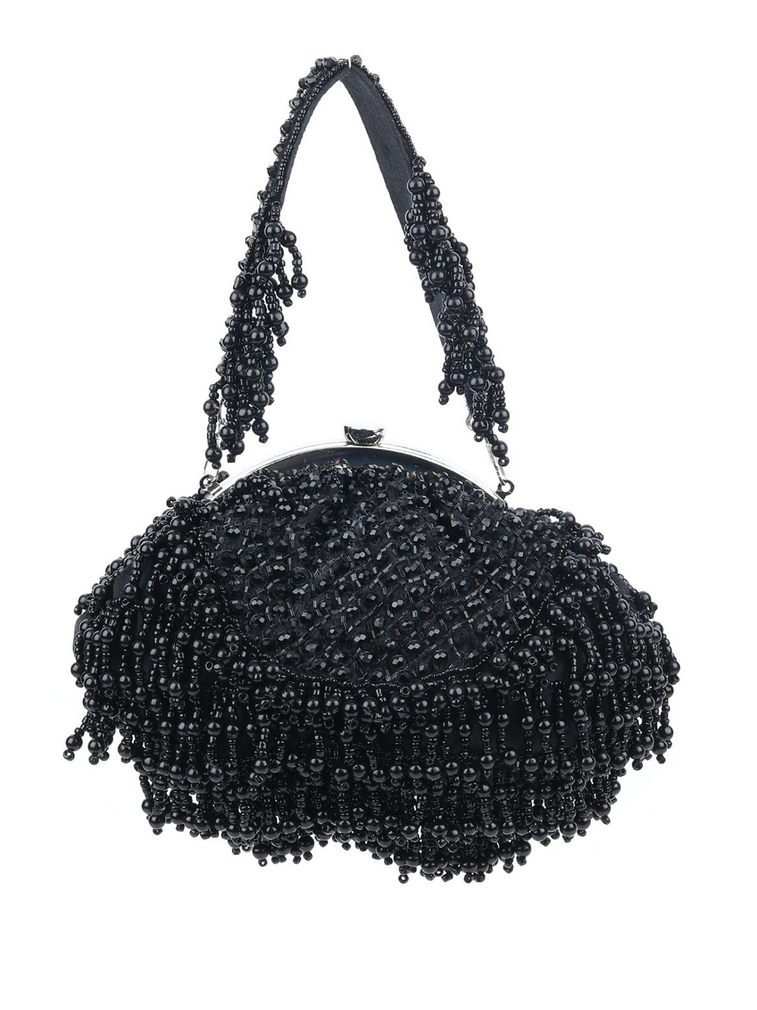 

ODETTE Suede Swagger Shoulder Bag with Fringed, Black