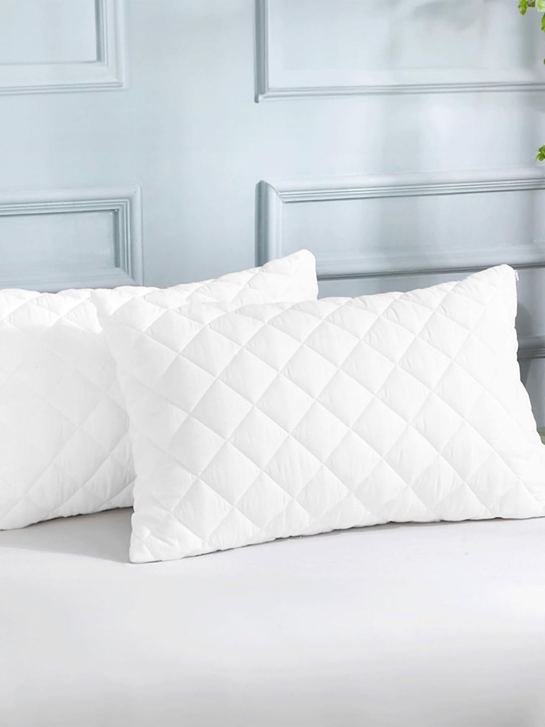 

LINENWALAS Happy Sleeping White 2 Pieces Abstract Pure Cotton Rectangle Pillow Covers