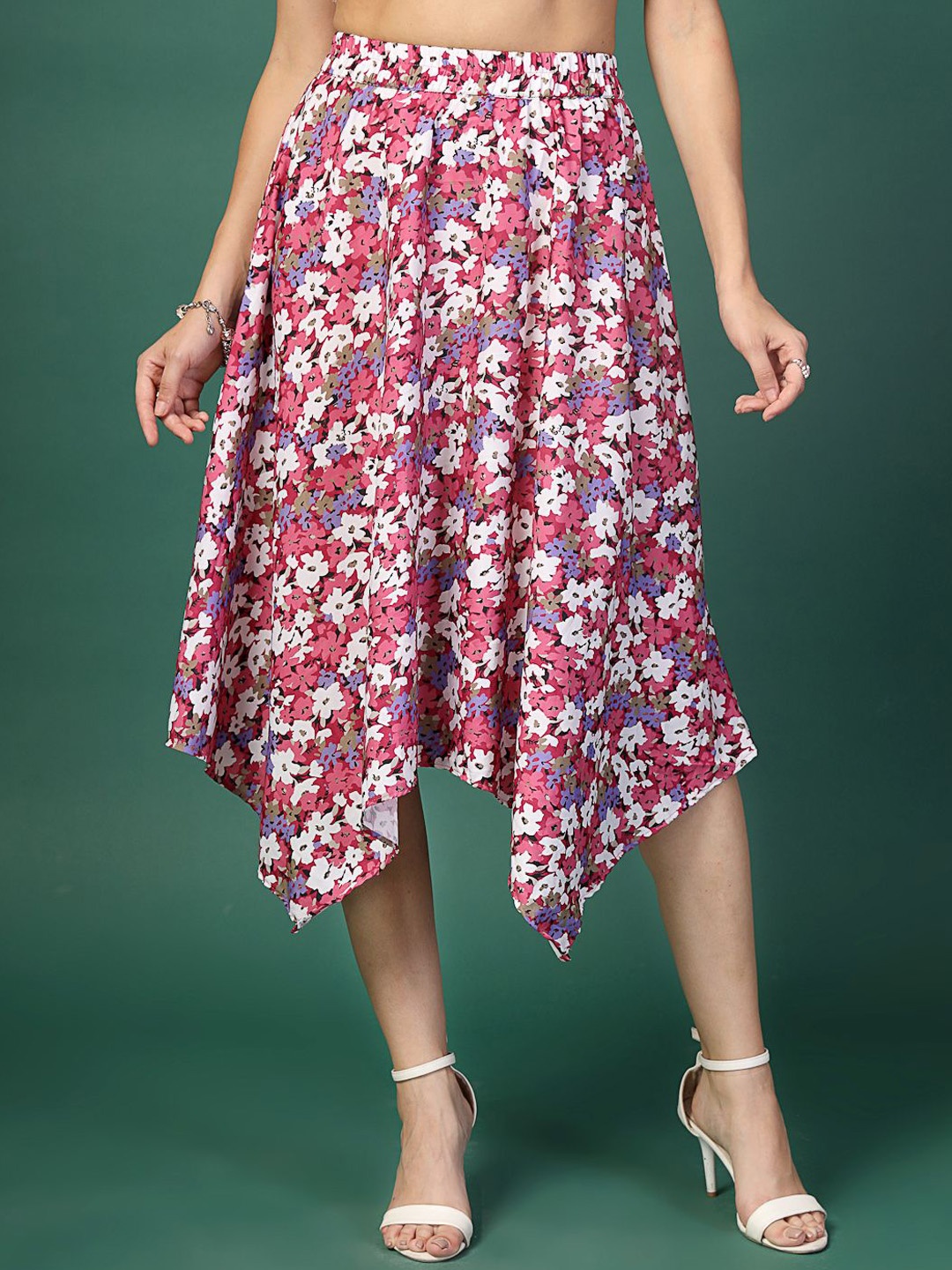 

DressBerry Women Printed A-Line Midi Skirt, Pink