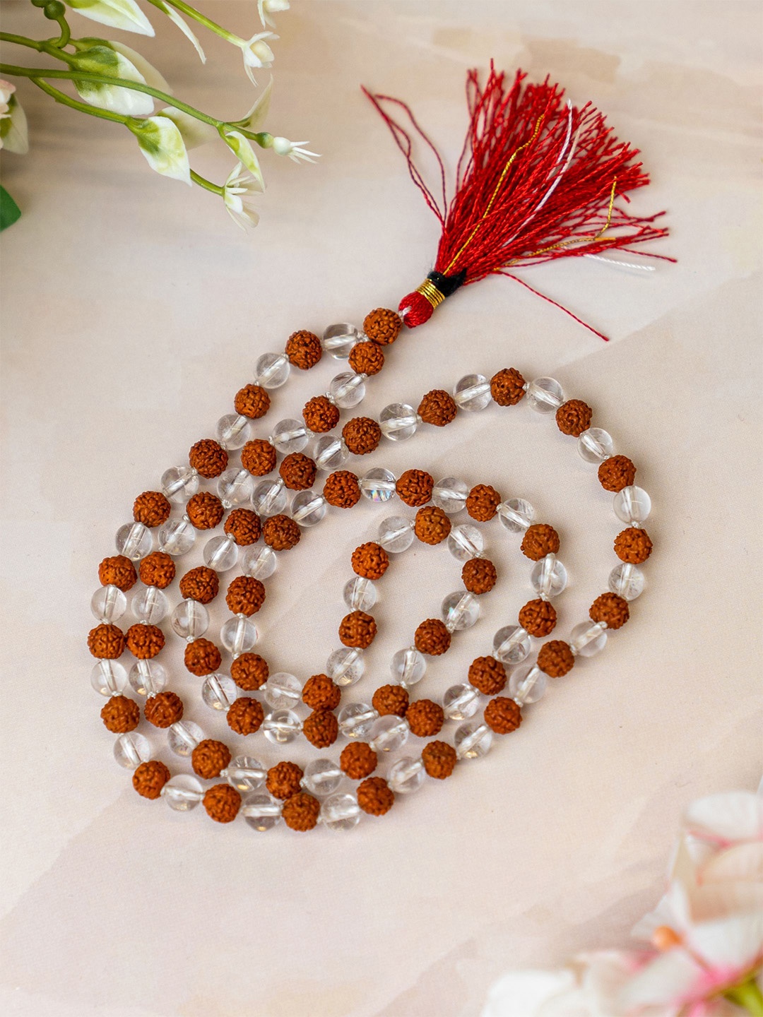 

Japam Sphatik and Rudraksha 108+1 Beads Mala, White