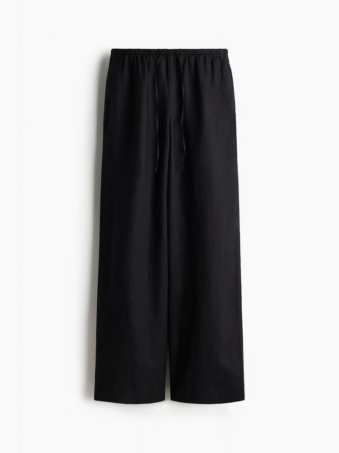 

H&M Linen Drawstring Trousers, Black
