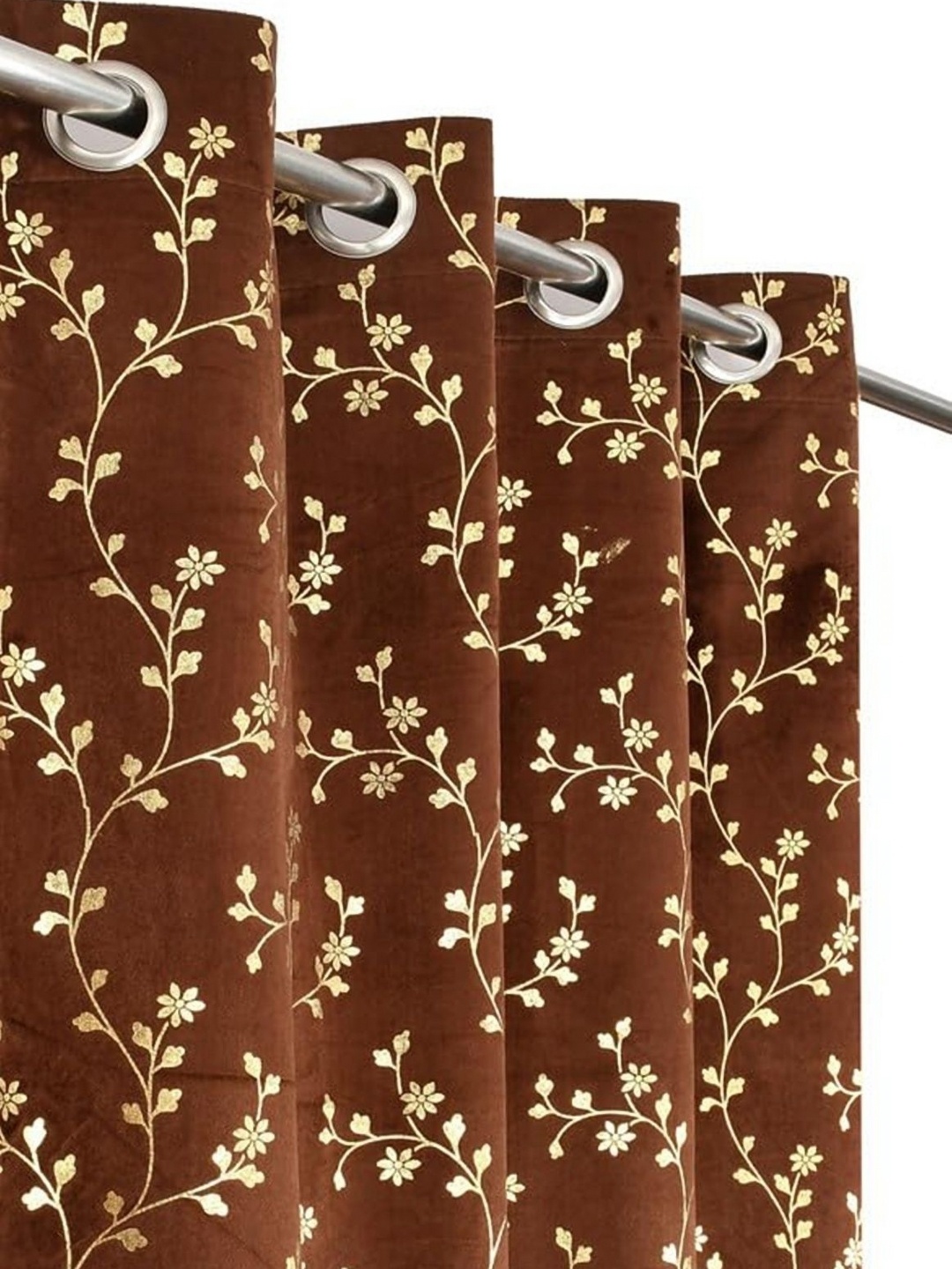 

Galaxy Home Decor Brown 2 Pieces Floral Printed Room Darkening Window Curtain