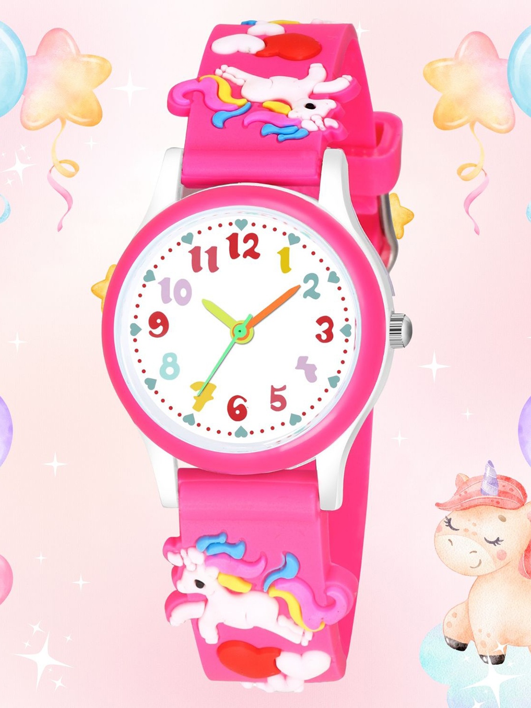 

SWADESI STUFF Kids Dial & Straps Digital Automatic Watch, Pink