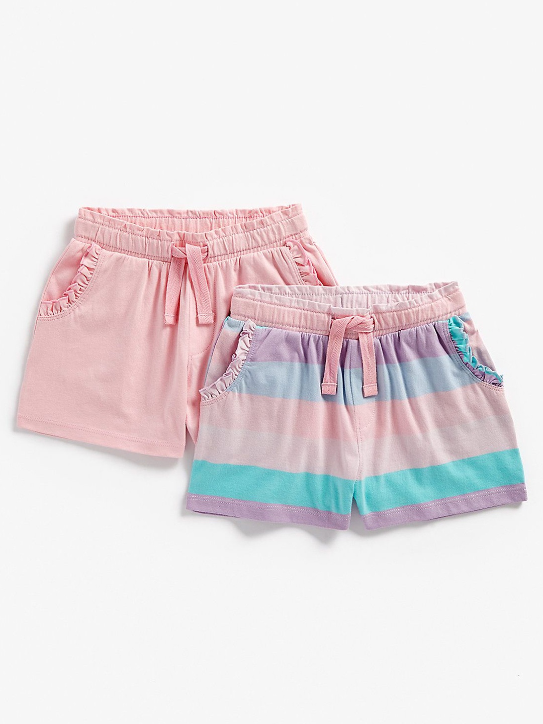 

mothercare Girls Striped Shorts, Pink